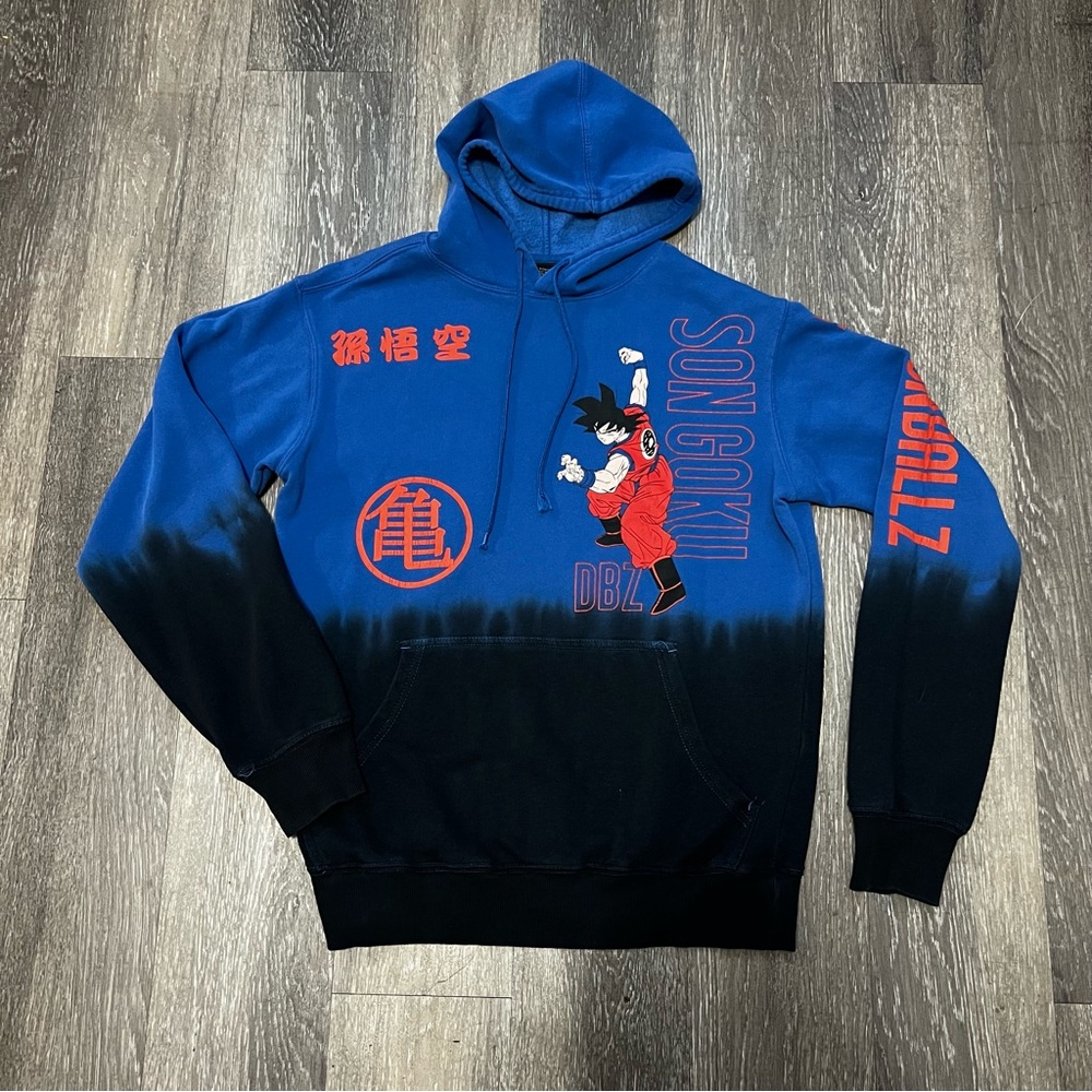 VTG Dragon Ball Z Hoodie Mens Goku Tie Dye Fade Pullover Long Sleeve Small 2000s